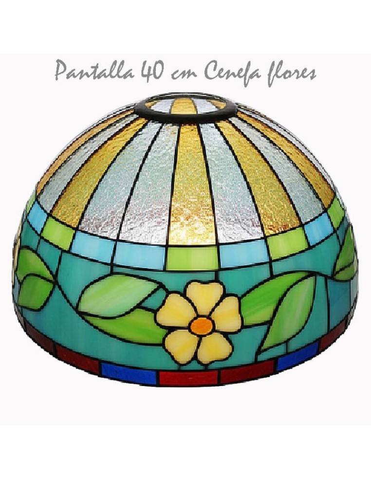 Crea tu propia lámpara Tiffany con la pantalla de metacrilato y diseño Cenefa flores 40 cm.