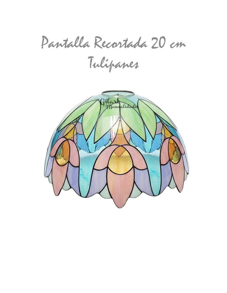 Manualidades: Pantalla recortada Tiffany 20 cm Tulipanes. Ejemplo pintado final.