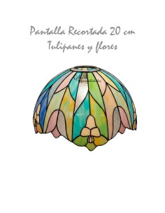 Manualidades: Pantalla recortada Tiffany 20 cm Tulipanes y flores. Ejemplo pintado final.