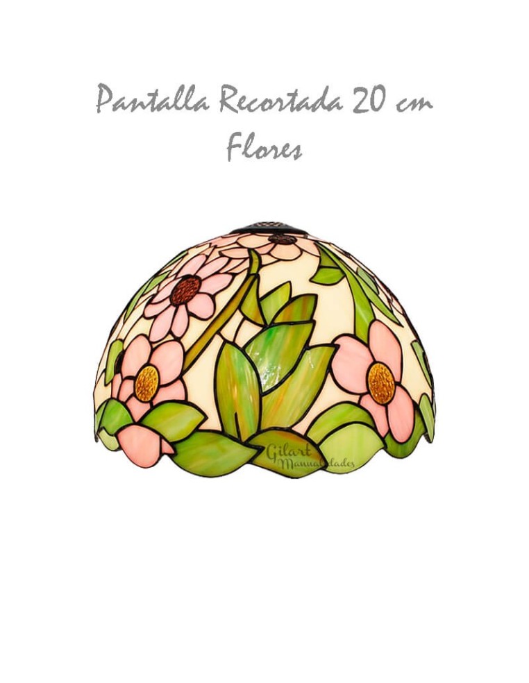 Manualidades: Pantalla recortada Tiffany 20 cm Flores. Ejemplo pintado final.