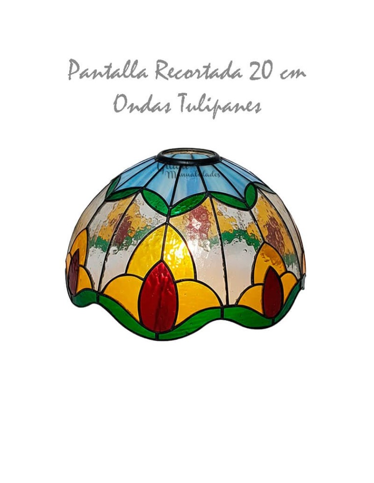 Manualidades: Pantalla recortada Tiffany 20 cm 8 tulipanes. Ejemplo pintado final.