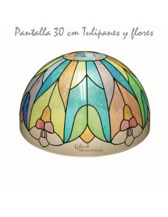 Crea tu propia lámpara Tiffany con la pantalla de metacrilato y diseño Flores y tulipanes 30 cm.