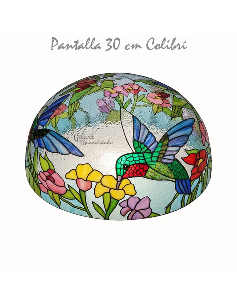Crea tu propia lámpara Tiffany con la pantalla de metacrilato y diseño colibrí 30 cm.