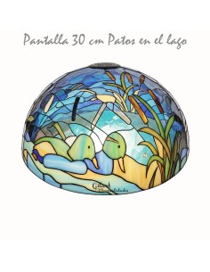 Crea tu propia lámpara Tiffany con la pantalla de metacrilato y diseño Patos en el lago 30 cm.