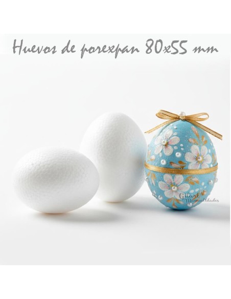 Huevos de Porexpan blancos de Alta Densidad para manualidades, 80x55 mm.