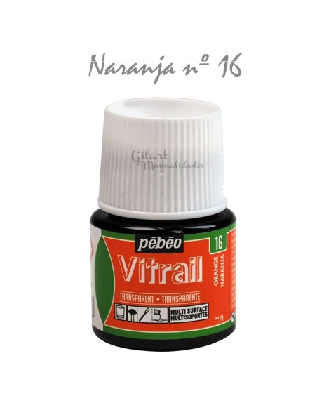 Pintura Vitrail Pebeo Naranja (N.º 16). Color transparente para tus manualidades. ¡Crea vidrio!