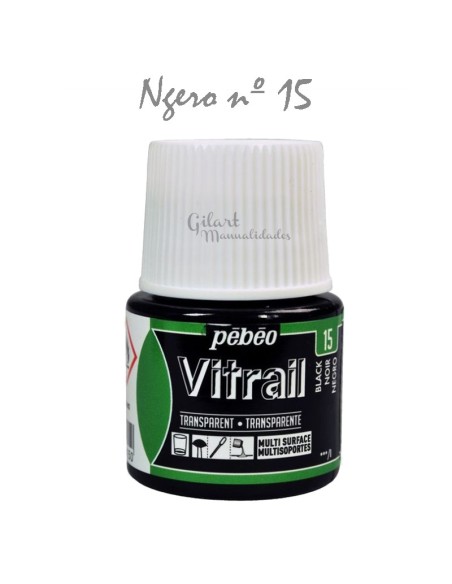 Pintura Vitrail Pebeo Negro (N.º 15). Color transparente para tus manualidades. ¡Crea vidrio!