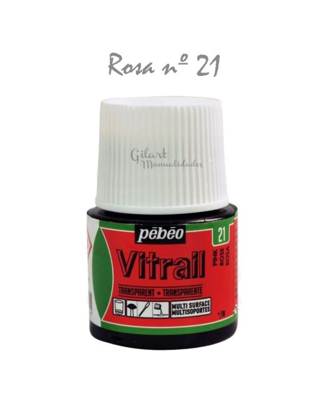 Pintura Vitrail Pebeo Rosa (N.º 21). Color transparente para tus manualidades. ¡Crea vidrio!