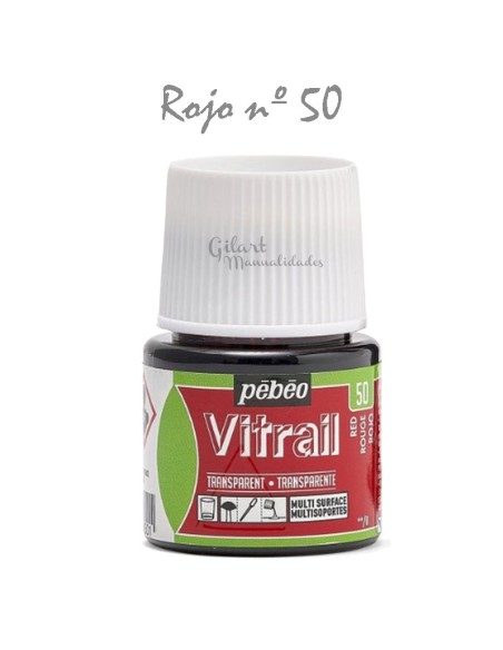 Pintura Vitrail Pebeo Rojo (N°50). Color transparente para tus manualidades. ¡Crea vidrio!