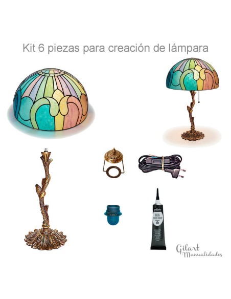 Kit Manualidades Lámpara Tiffany Ornamento con Pie Árbol. Crea una luz artesanal única para tu hogar.