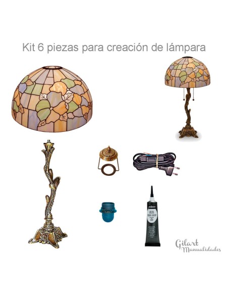 Kit Manualidades Lámpara Tiffany Pensamientos con Pie Árbol. Crea una luz artesanal única para tu hogar.