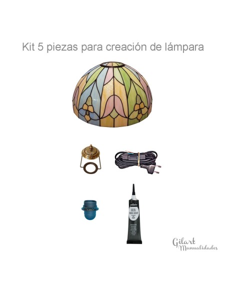 Kit Manualidades Lámpara Tiffany Tulipanes y flores: ¡Crea una pantalla estilo Tiffany de 25 cm con tus propias manos!