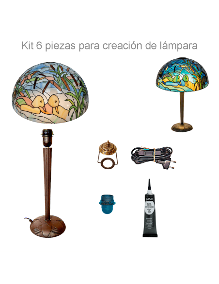Kit Manualidades Lámpara Tiffany Patos con Pie Cónico. Crea una luz artesanal única para tu hogar.