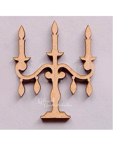 Silueta Madera DM Candelabro 130 mm para decoración, pintar y estañar. Silueta Madera DM Candelabro 130 mm para decoración, pintar y estañar.