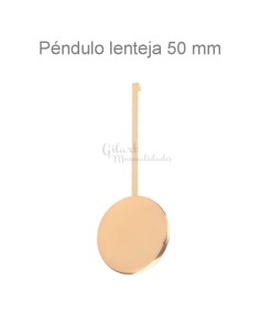Péndulo de reloj con lenteja 50 mm, ideal para reparaciones y proyectos de relojería artesanal.