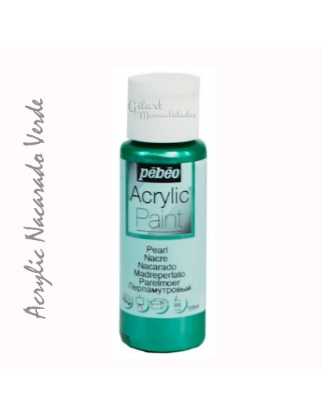Crea efectos de lujo: Pintura Acrílica Pebeo Nacarado Verde para un acabado perlado único. Crea efectos de lujo: Pintura Acrílica Pebeo Nacarado Verde para un acabado perlado único.