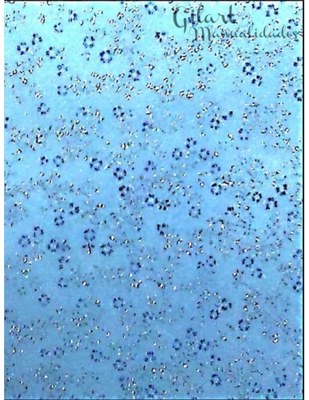 Comprar Papel Scrapbooking Fibra Azul Flores Plata | Gilart