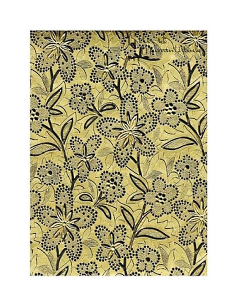 Papel Scrapbooking Grueso Grabado Dorado Flores Negras para proyectos de lujo Gilart.