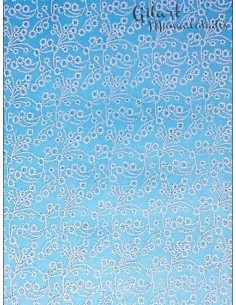 Papel Scrapbooking Fibra Azul Flores Blancas 50x70 cm para manualidades y decoración.