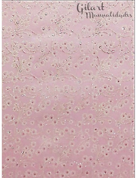 Papel Scrapbooking Fibra Floral Rosa Flores Blancas para tus proyectos de arte Gilart. Papel Scrapbooking Fibra Floral Rosa Flores Blancas para tus proyectos de arte Gilart.