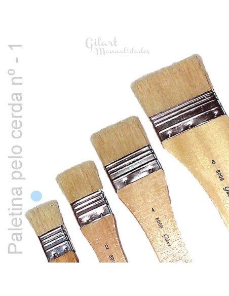 Paletina plana de pelo de cerda natural Gilart 8009, ideal para acrílico y óleo. Número 1 Paletina plana de pelo de cerda natural Gilart 8009, ideal para acrílico y óleo. Número 1