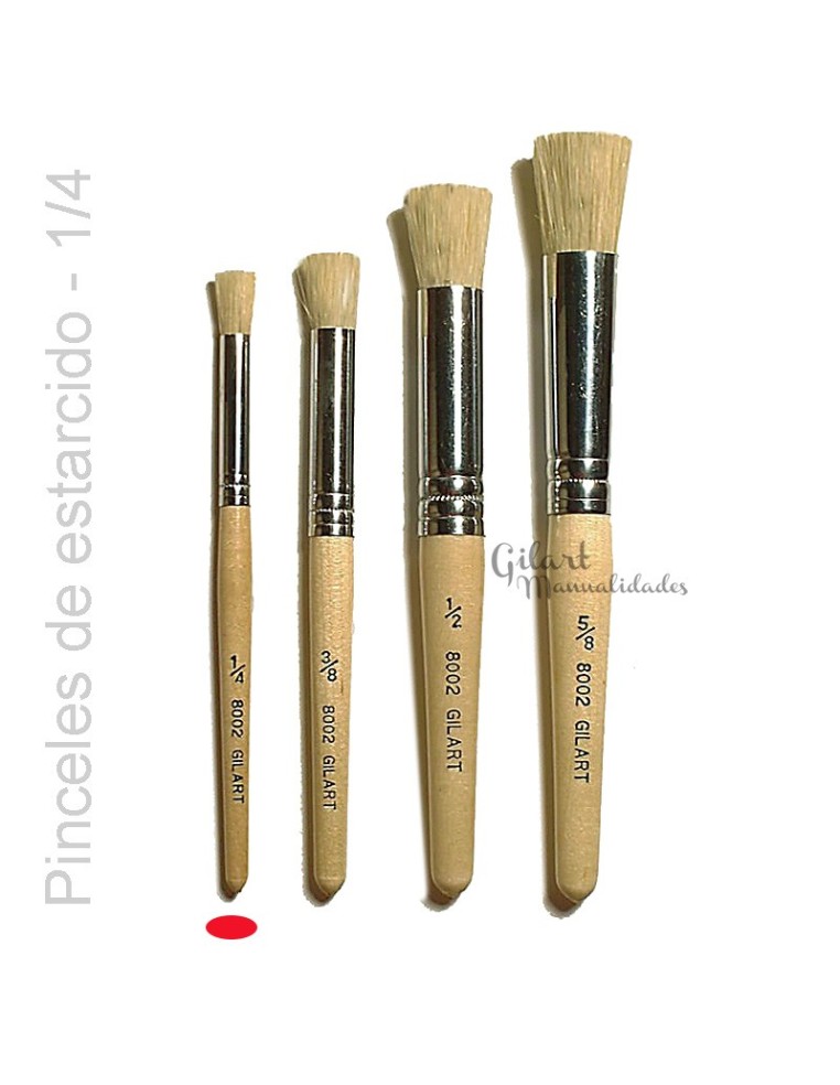 Pincel para estarcir de cerda Gilart 8002 n.º 1/4 con mango corto y virola niquelada.