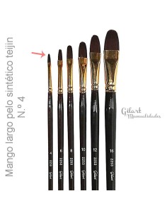 Pincel lengua de gato Gilart pelo Teijin serie 2253 con mango largo de madera n.º 4