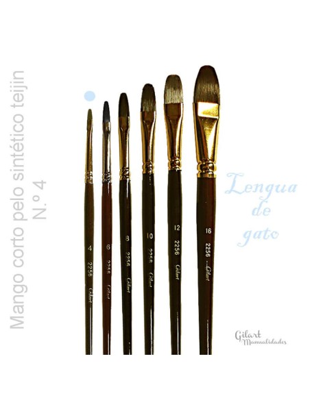 Pincel lengua de gato Gilart pelo Teijin serie 2256 con mango corto de madera n.º 4