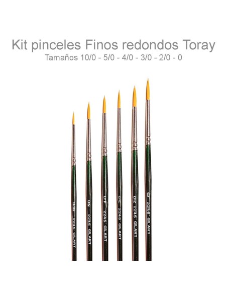 Kit 6 Pinceles Redondos Toray Gilart, precisión y suavidad para acuarela y acrílico