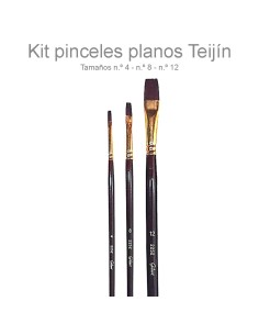 Kit 3 Pinceles Planos Teijin Gilart Mango Largo para óleo, acrílico y acuarela.