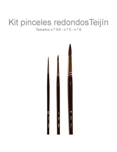 Kit 3 Pinceles Redondos Teijin Gilart Mango Largo para óleo, acrílico y acuarela.