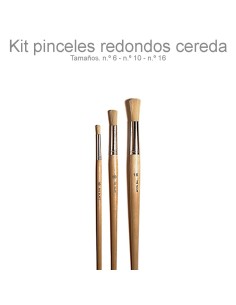 Kit de 3 pinceles Redondos Cerda Gilart, perfectos para crear obras detalladas.