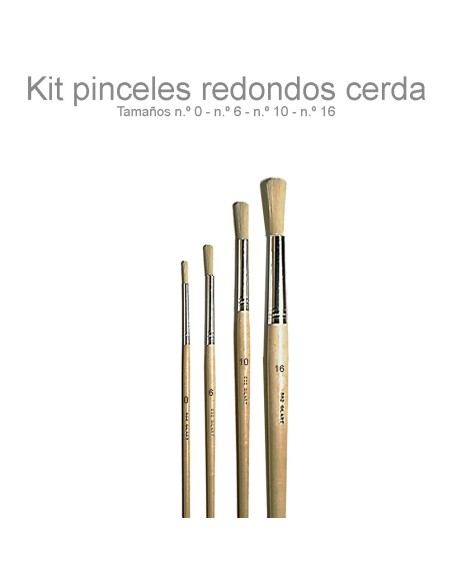 Kit 4 Pinceles Redondos Cerda Mango Largo para Acrílico y Óleo | Gilart, precisión y versatilidad