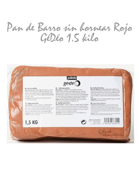 Arcilla roja sin cocción Gédéo Pébéo 1.5 kg. Detalle de instrucciones/modelado.