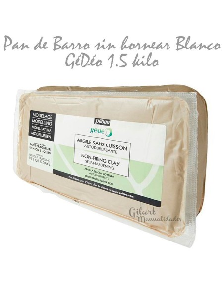 Arcilla blanca sin cocción Gédéo Pébéo 1.5 kg, ideal para modelar y crear esculturas únicas.