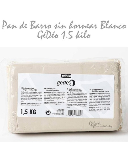Arcilla blanca sin cocción Gédéo Pébéo 1.5 kg. Detalle de instrucciones/modelado.