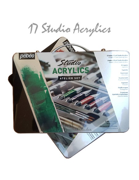Nuevo nombre: Maletín Pebeo Studio con 17 acrílicos y accesorios para crear arte.