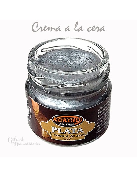 Cera en Crema Kokolo Plata 25 cc, ideal para decorar y restaurar superficies.