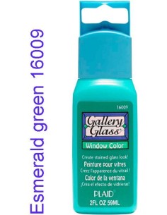 Gallery Glass Verde Esmeralda 16009: pintura para vidrio con efecto vitral.