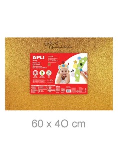 Goma Eva Purpurina Oro Apli ideal para crear coronas, decoración festiva y disfraces brillantes.