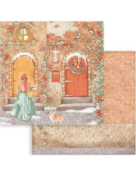 Calle adoquinada y fachadas navideñas. Un ambiente festivo encantador.