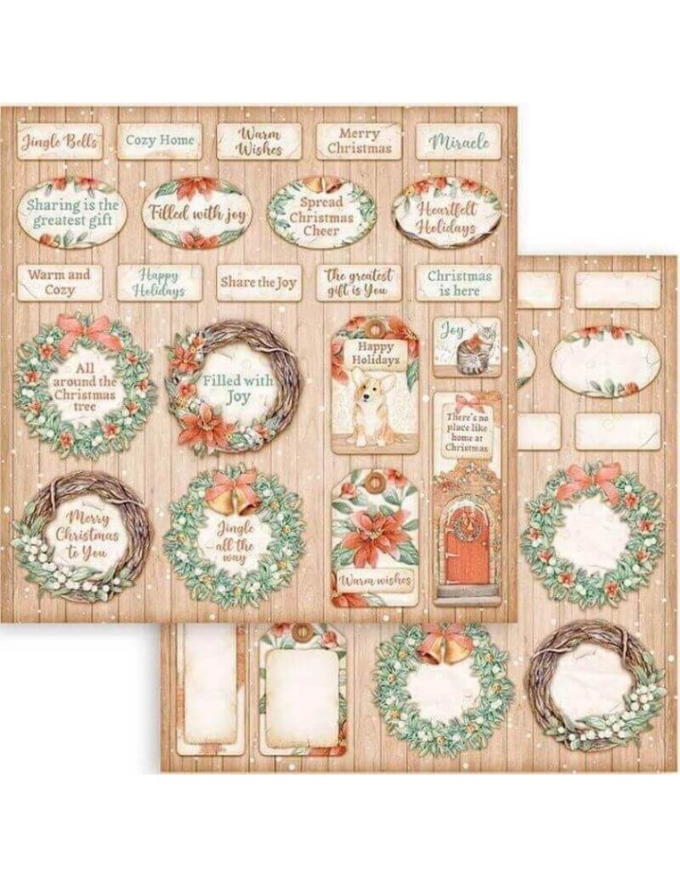 Deseos navideños en una hoja de scrapbooking festiva.