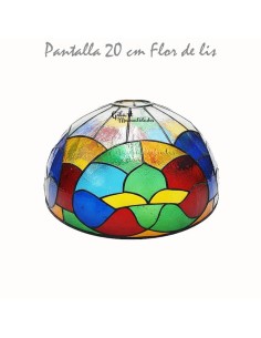 El resultado que inspira: Pantalla lámpara Tiffany metacrilato Flor de lis círculo pintada a mano.