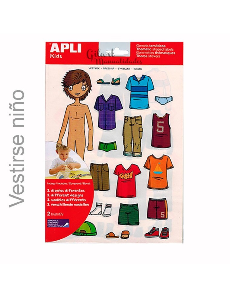 Gomets para Vestir: 2 hojas y 35 adhesivos por bolsa para estimular el aprendizaje y crear.