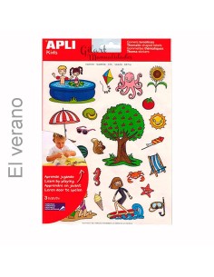Gomets Temáticos El verano set 3 hojas con 72 adhesivos ilustrados infantiles