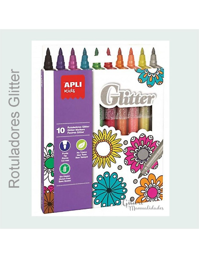 Brillo mágico al instante: Rotuladores glitter Apli para creaciones vibrantes.