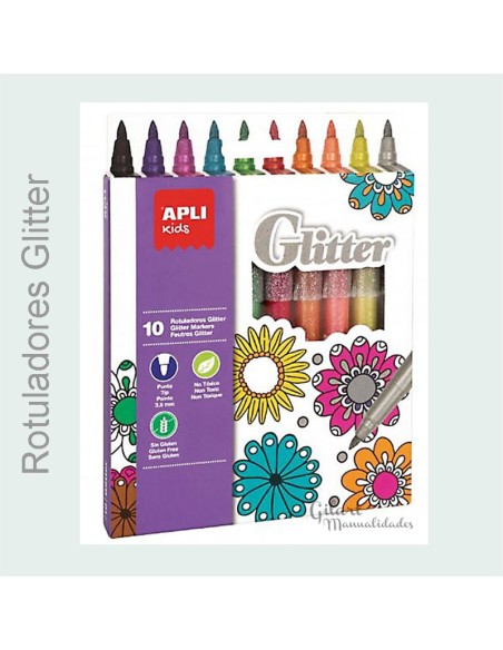 Brillo mágico al instante: Rotuladores glitter Apli para creaciones vibrantes.