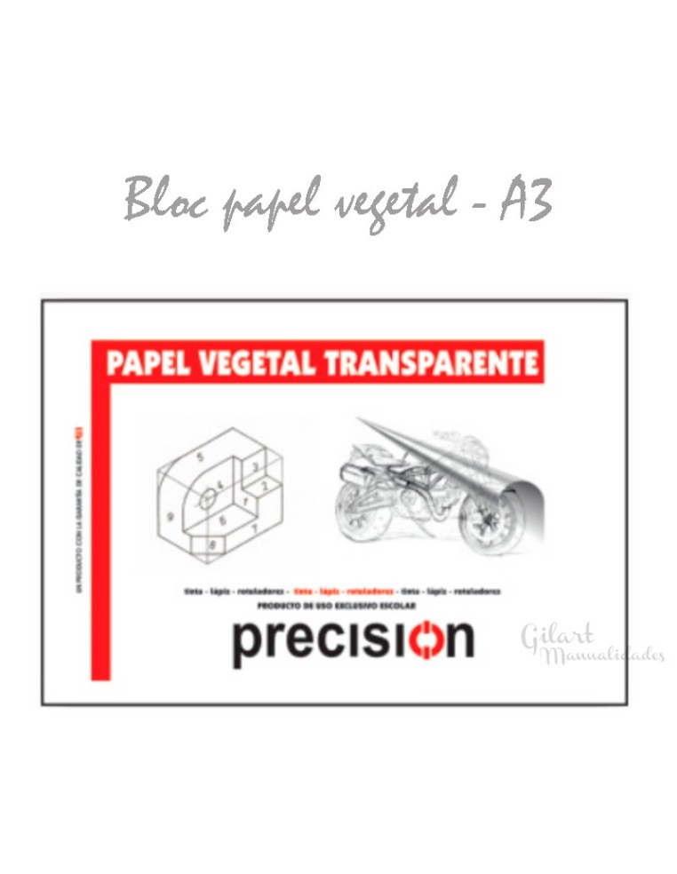 Bloc de papel vegetal A3. 50 hojas translúcidas para planos, calcos y diseños técnicos.