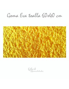 Goma EVA con textura toalla, color amarilla, en lámina grande de 60x40 cm.
