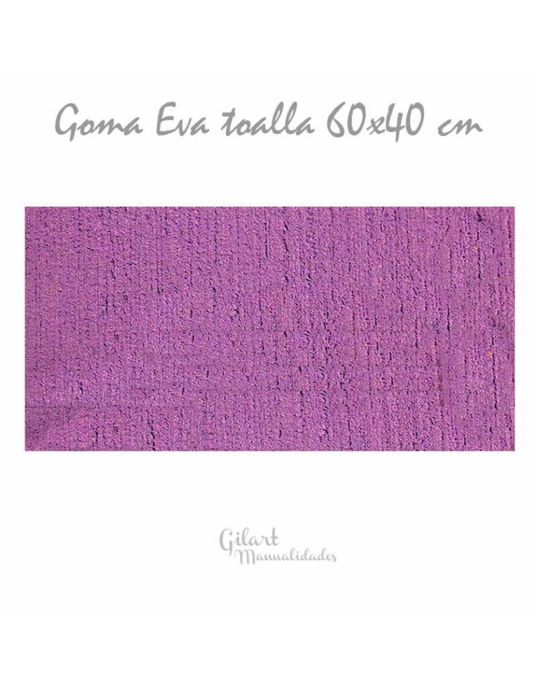 Goma EVA con textura toalla, color lila, en lámina grande de 60x40 cm.